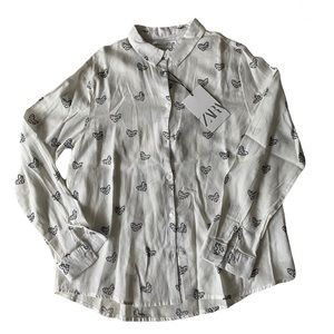 ZARA SHIRT for girls white with black harts NEW